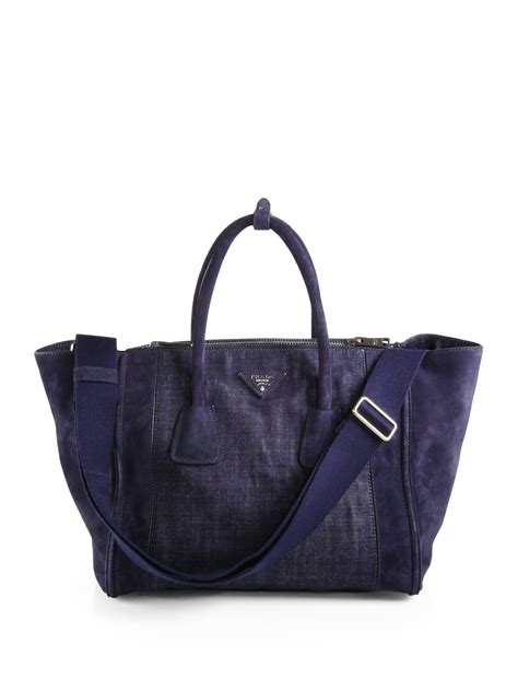 prada denim tote bag|prada suede tote.